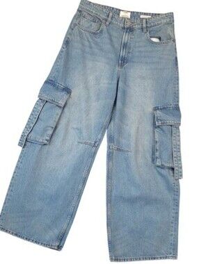 Cotton On Boyfriend Super Baggy Jeans Women 28 Cargo Light Wash Y2K Skater Fit